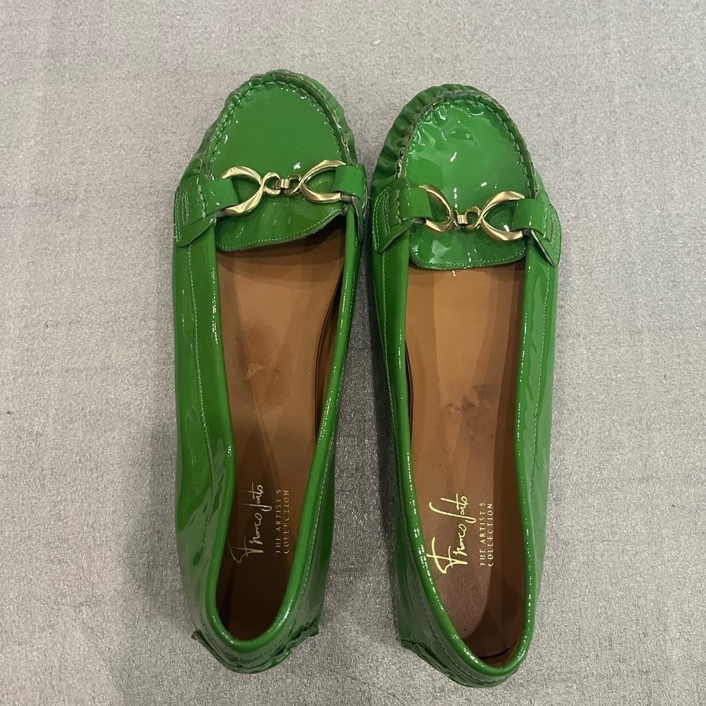 [10.5]Franco Sarto A Milicent Green Patent Leather Flat Loafer